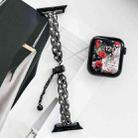For Apple Watch Series 7 41mm Rhinestone Peacock Metal Bracelet Watch Band(Black) - 2