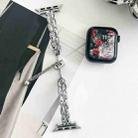 For Apple Watch Series 7 41mm Rhinestone Peacock Metal Bracelet Watch Band(Silver) - 2