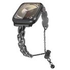 For Apple Watch Series 6 44mm Rhinestone Peacock Metal Bracelet Watch Band(Black) - 1