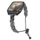 For Apple Watch Series 3 38mm Rhinestone Peacock Metal Bracelet Watch Band(Black) - 1