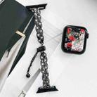 For Apple Watch Series 3 38mm Rhinestone Peacock Metal Bracelet Watch Band(Black) - 2