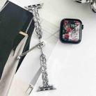 For Apple Watch Series 3 38mm Rhinestone Peacock Metal Bracelet Watch Band(Silver) - 2