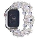 For Apple Watch SE 2023 44mm Beaded Pearl Gemstone Bracelet Watch Band(White) - 1