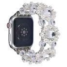 For Apple Watch SE 2023 40mm Beaded Pearl Gemstone Bracelet Watch Band(White) - 1