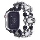 For Apple Watch SE 2023 40mm Beaded Pearl Gemstone Bracelet Watch Band(Black) - 1