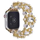 For Apple Watch SE 2023 40mm Beaded Pearl Gemstone Bracelet Watch Band(Gold) - 1