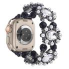 For Apple Watch Ultra 2 49mm Beaded Pearl Gemstone Bracelet Watch Band(Black) - 1