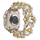 For Apple Watch Ultra 2 49mm Beaded Pearl Gemstone Bracelet Watch Band(Gold) - 1