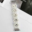 For Apple Watch Series 9 45mm Beaded Pearl Gemstone Bracelet Watch Band(White) - 2