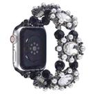 For Apple Watch Series 9 45mm Beaded Pearl Gemstone Bracelet Watch Band(Black) - 1