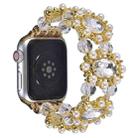 For Apple Watch Series 9 45mm Beaded Pearl Gemstone Bracelet Watch Band(Gold) - 1