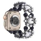 For Apple Watch Ultra 49mm Beaded Pearl Gemstone Bracelet Watch Band(Black) - 1