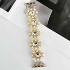 For Apple Watch Series 8 45mm Beaded Pearl Gemstone Bracelet Watch Band(Light Gold) - 2