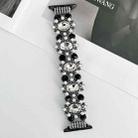 For Apple Watch SE 2022 44mm Beaded Pearl Gemstone Bracelet Watch Band(Black) - 2