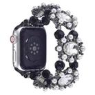 For Apple Watch Series 5 40mm Beaded Pearl Gemstone Bracelet Watch Band(Black) - 1