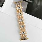 For Apple Watch Series 5 40mm Beaded Pearl Gemstone Bracelet Watch Band(Gold) - 2