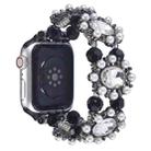 For Apple Watch Series 2 38mm Beaded Pearl Gemstone Bracelet Watch Band(Black) - 1