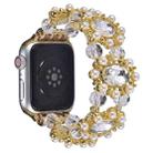 For Apple Watch Series 2 38mm Beaded Pearl Gemstone Bracelet Watch Band(Gold) - 1