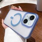 For iPhone 14 Plus Dual-Side Frosted MagSafe Clear Phone Case(Blue) - 1