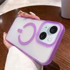 For iPhone 14 Plus Dual-Side Frosted MagSafe Clear Phone Case(Purple) - 1