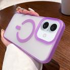 For iPhone 16 Dual-Side Frosted MagSafe Clear Phone Case(Purple) - 1