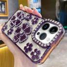 For iPhone 15 Pro Electroplating Flower Diamond TPU Phone Case(Purple) - 1