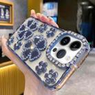 For iPhone 15 Pro Electroplating Flower Diamond TPU Phone Case(Blue) - 1
