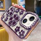 For iPhone 15 Plus Electroplating Flower Diamond TPU Phone Case(Purple) - 1