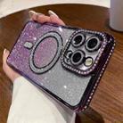 For iPhone 15 Pro Max Diamond Gradient Glitter Plated MagSafe Phone Case(Purple) - 1