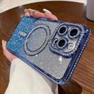 For iPhone 15 Pro Max Diamond Gradient Glitter Plated MagSafe Phone Case(Blue) - 1