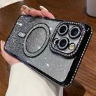 For iPhone 15 Pro Diamond Gradient Glitter Plated MagSafe Phone Case(Black) - 1