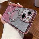 For iPhone 15 Diamond Gradient Glitter Plated MagSafe Phone Case(Pink) - 1