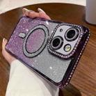 For iPhone 15 Diamond Gradient Glitter Plated MagSafe Phone Case(Purple) - 1