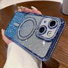 For iPhone 15 Diamond Gradient Glitter Plated MagSafe Phone Case(Blue) - 1