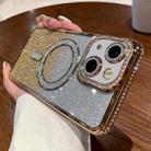 For iPhone 15 Diamond Gradient Glitter Plated MagSafe Phone Case(Gold) - 1