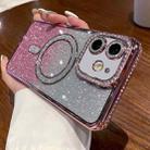 For iPhone 12 Diamond Gradient Glitter Plated MagSafe Phone Case(Pink) - 1