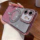 For iPhone 11 Diamond Gradient Glitter Plated MagSafe Phone Case(Pink) - 1