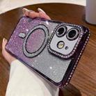 For iPhone 11 Diamond Gradient Glitter Plated MagSafe Phone Case(Purple) - 1