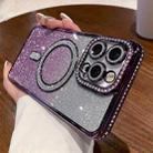 For iPhone 16 Pro Max Diamond Gradient Glitter Plated MagSafe Phone Case(Purple) - 1