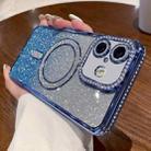 For iPhone 16 Plus Diamond Gradient Glitter Plated MagSafe Phone Case(Blue) - 1