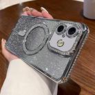 For iPhone 16 Diamond Gradient Glitter Plated MagSafe Phone Case(Silver) - 1