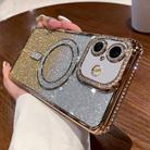 For iPhone 16 Diamond Gradient Glitter Plated MagSafe Phone Case(Gold) - 1