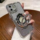 For iPhone 11 Gradient Glitter Diamond Plated Holder Magsafe Phone Case(Silver) - 1