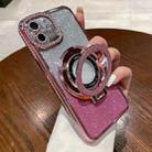 For iPhone 11 Gradient Glitter Diamond Plated Holder Magsafe Phone Case(Pink) - 1