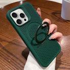 For iPhone 15 Pro Hollow Cooling Magsafe Phone Case with Holder(Green) - 1