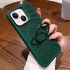 For iPhone 15 Plus Hollow Cooling Magsafe Phone Case with Holder(Green) - 1