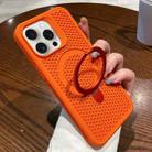 For iPhone 14 Pro Hollow Cooling Magsafe Phone Case with Holder(Orange) - 1