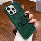 For iPhone 14 Pro Hollow Cooling Magsafe Phone Case with Holder(Green) - 1