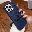 For iPhone 12 Pro Max Hollow Cooling Magsafe Phone Case with Holder(Blue) - 1