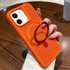 For iPhone 11 Hollow Cooling Magsafe Phone Case with Holder(Orange) - 1